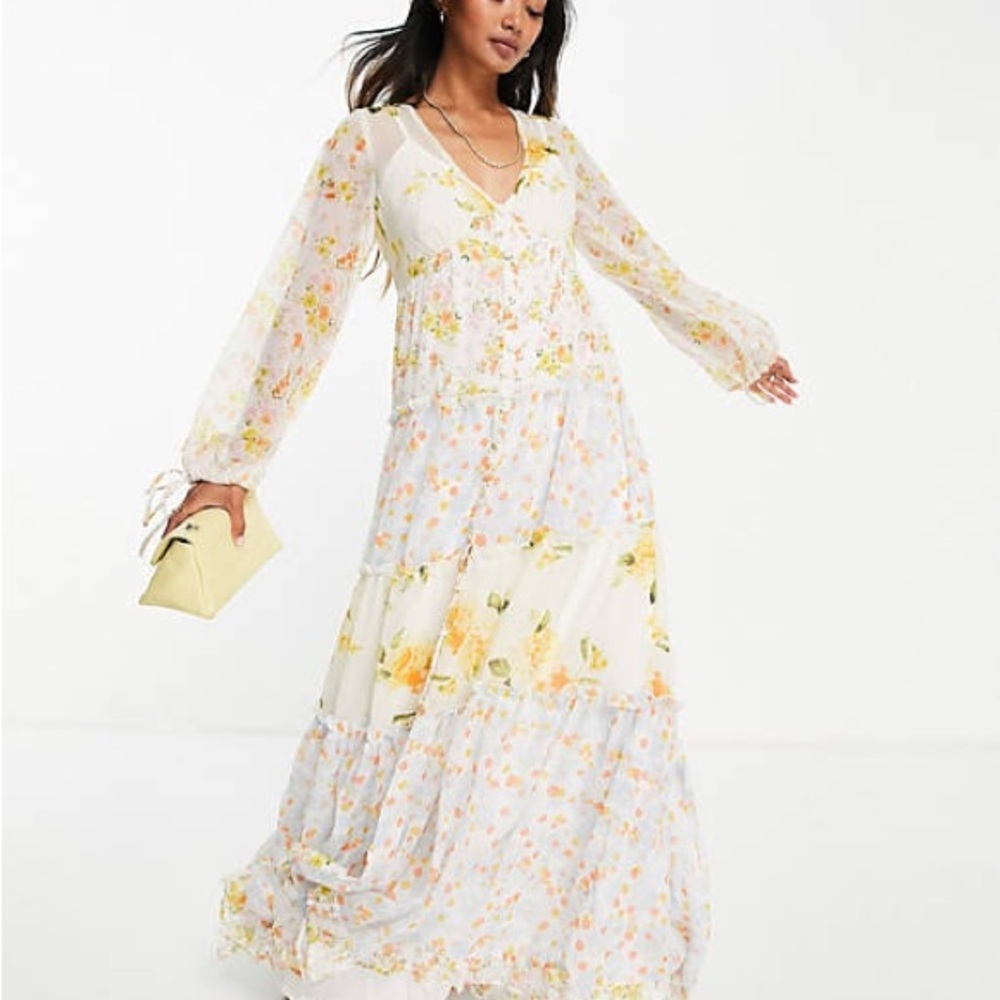 ASOS DESIGN curve soft wafty maxi dress in mixed ditsy floral print